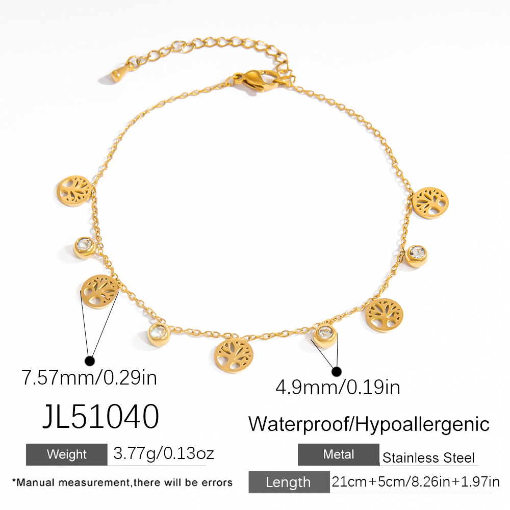 1 Stück Simple Series Simple Heart Edelstahl Goldfarben Damen Fußkettchen