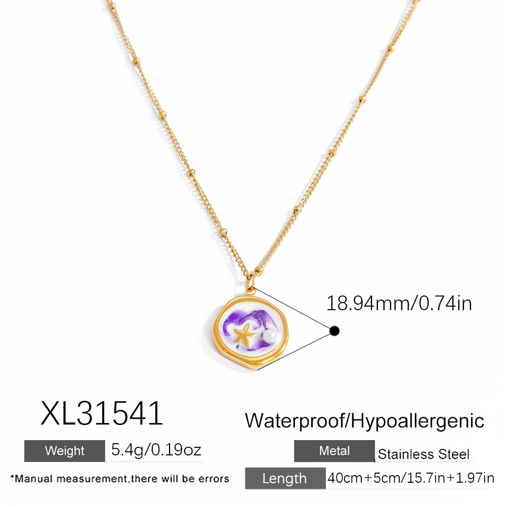 Vacation Stainless Steel Gold Color Pendant Necklaces