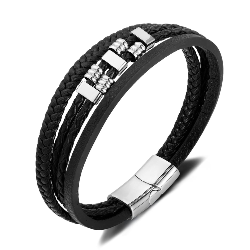 Pulseras de acero inoxidable para hombre, diseño geométrico punk, serie simple, 1 pieza Imagen2