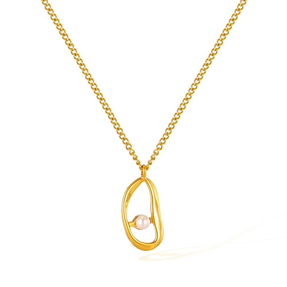 1 Stück Simple Series Tägliche geometrische Edelstahl Goldfarbe Kunstperle Damen-Anhänger Halsketten h5Bild2