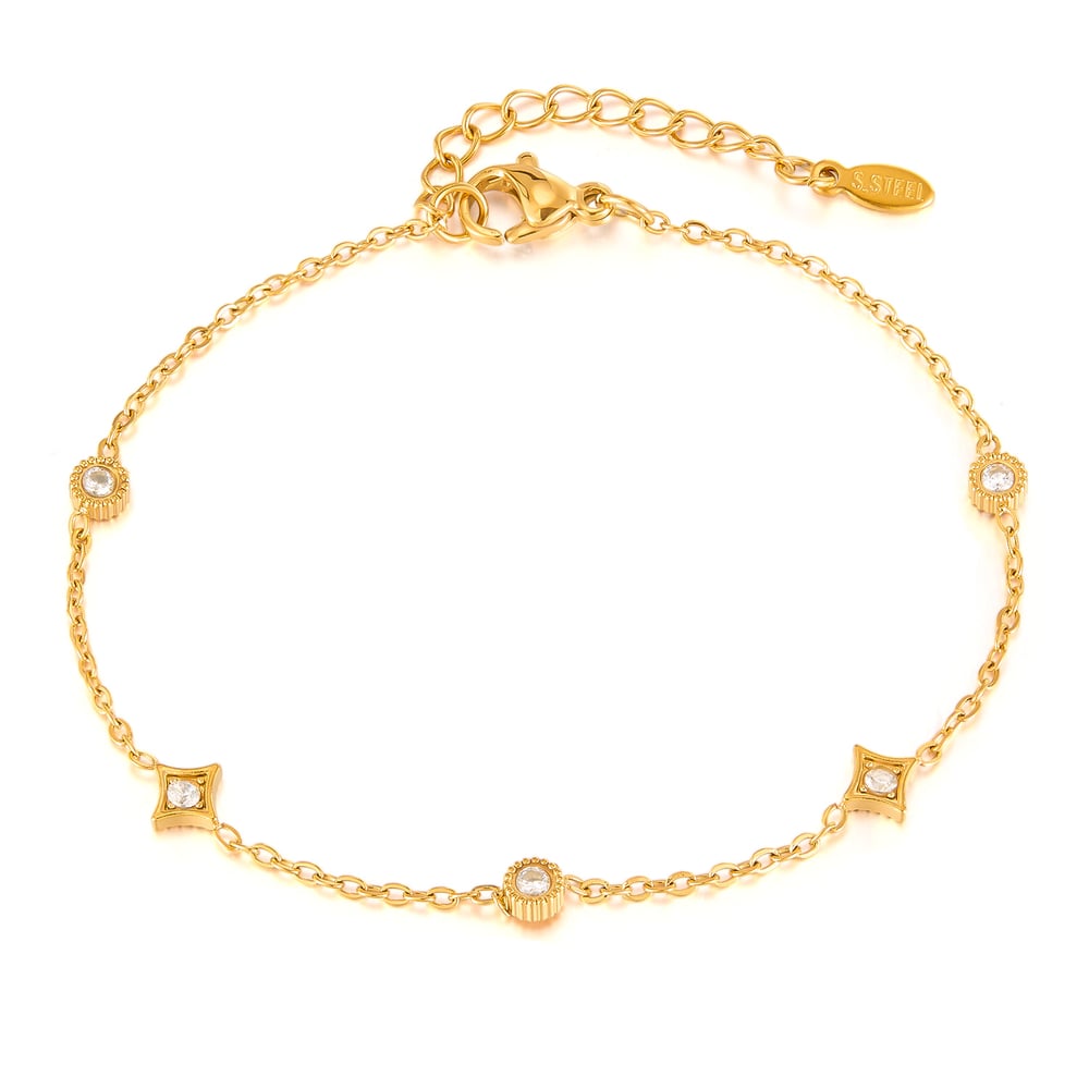 1 Stück Simple Series Tägliche geometrische Edelstahl Gold Farbe Damen Charm Armbänder h5Bild2