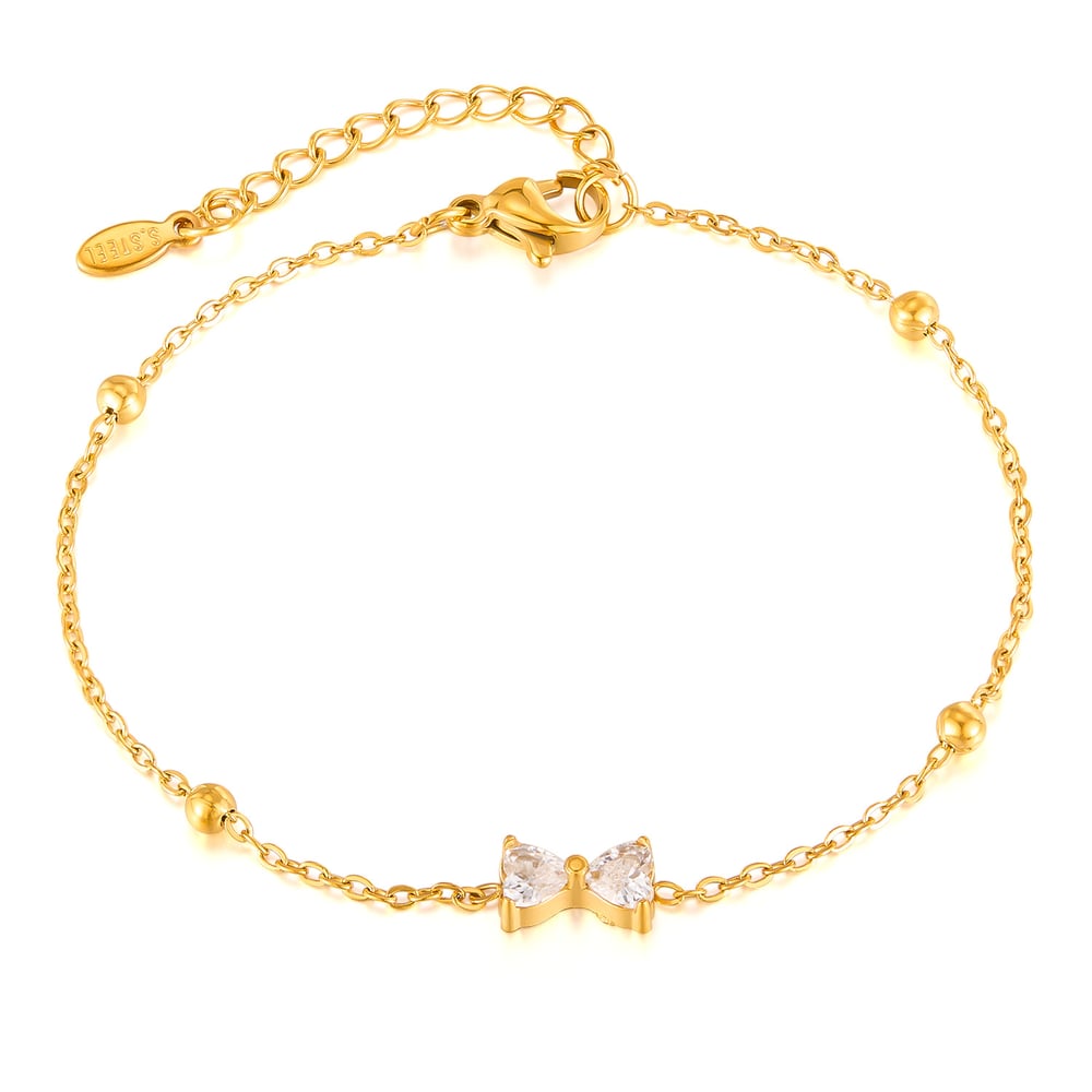 1 Stück Simple Series Daily Bow Knot Edelstahl Goldfarben Damen Charm Armbänder h5Bild2