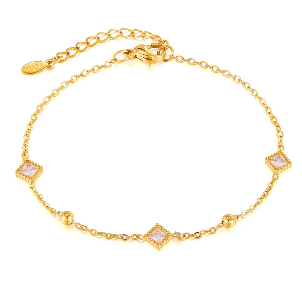 1 Stück Simple Series Tägliche geometrische Edelstahl Gold Farbe Damen Charm Armbänder h5Bild2