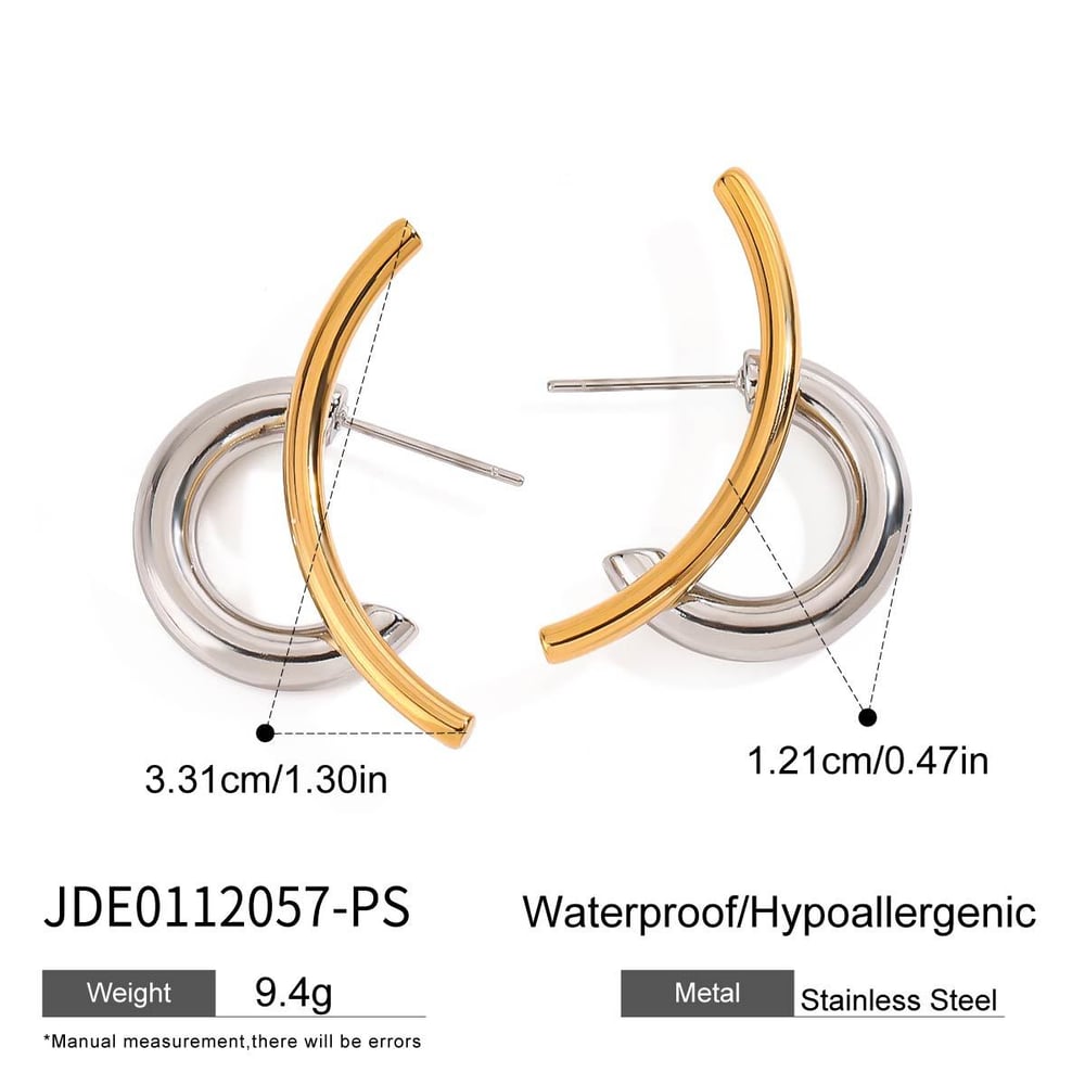Simple Geometric Stainless Steel Mixed Color Stud Earrings h5Picture2