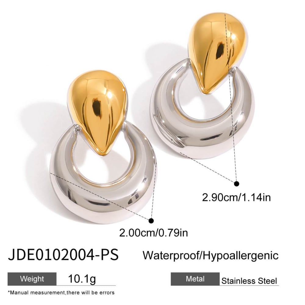 Simple Droplet Stainless Steel Gold Color Women's Stud Earrings Picture2