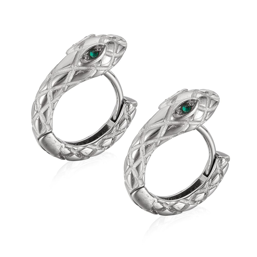 1 Piece Sophisticated Style Snake Head Stainless Steel Men's Hoop Earrings Picture2