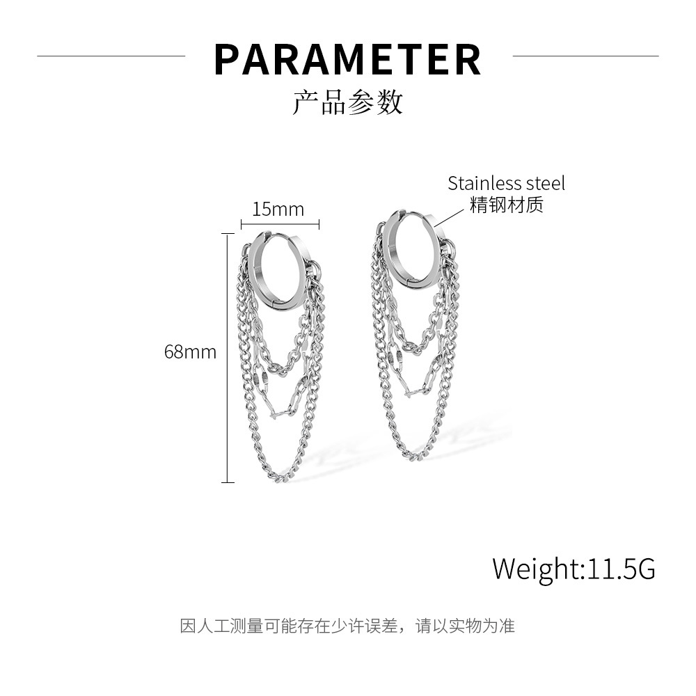 Pendientes de aro de acero inoxidable con borlas de la serie Fashion para hombre 