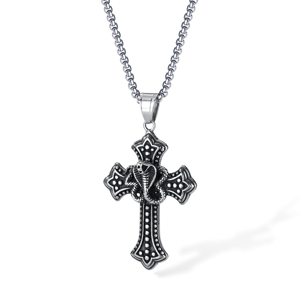 1 Adet Zarif Haç Kobra Paslanmaz Çelik Erkek Kolye