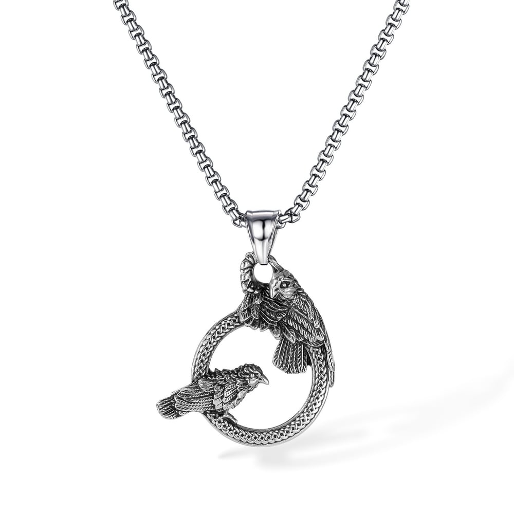 Vintage Crow Stainless Steel Men's Pendant Necklaces 