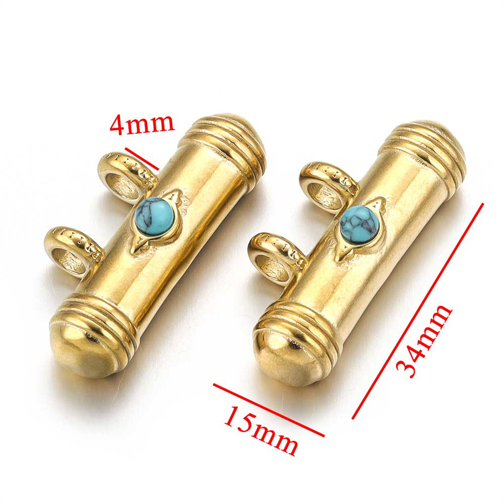 1 Piece Designable Cylinder Stainless Steel Natural Stone Women's Pendants 