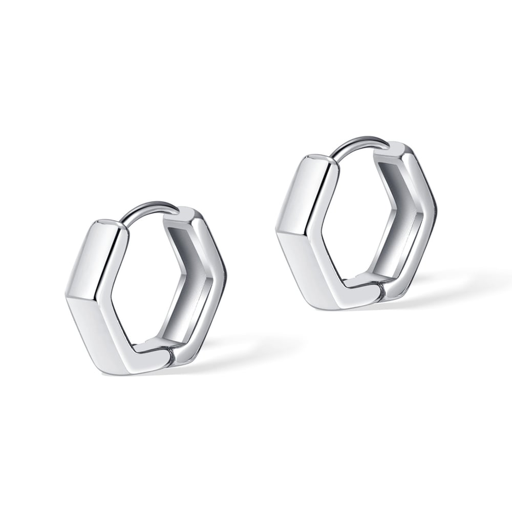 1 Pair Minimalist Hexagon Stainless Steel Men's Stud Earrings
