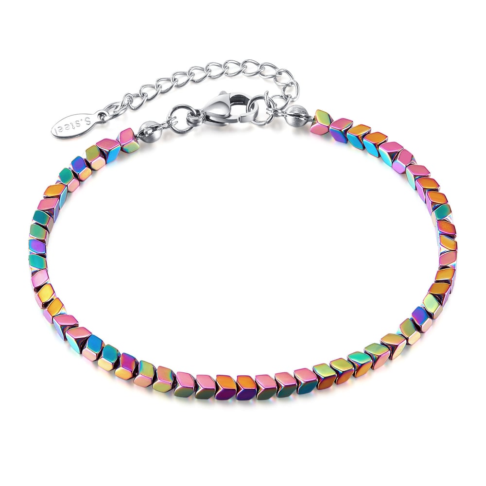 Collane a strati da uomo in acciaio inossidabile con perline colorate