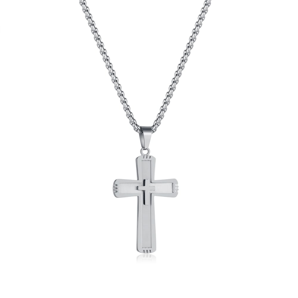1 Piece Modern Cross Stainless Steel Gold Color Men's Pendant Necklaces 