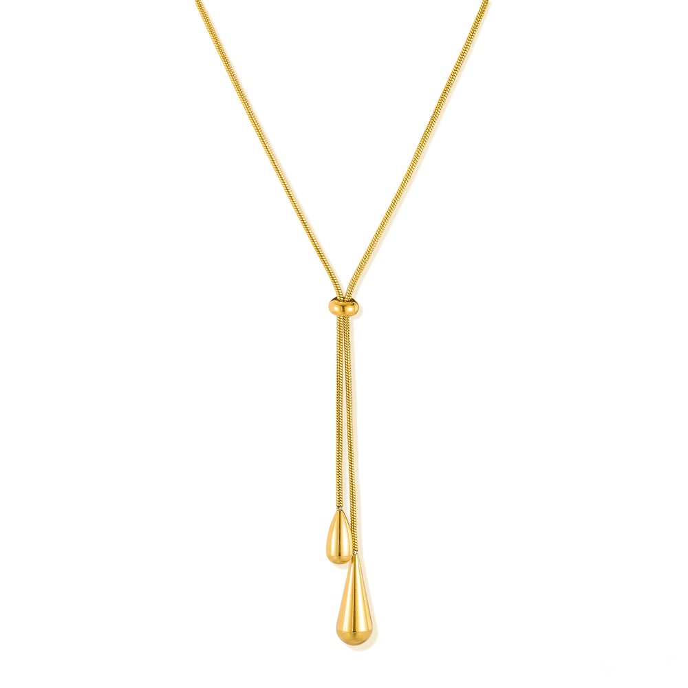 1 Stück Elegante Serie Tägliche Tropfen Verstellbare Edelstahl Gold Farbe Damen Anhänger Halsketten h5Bild2