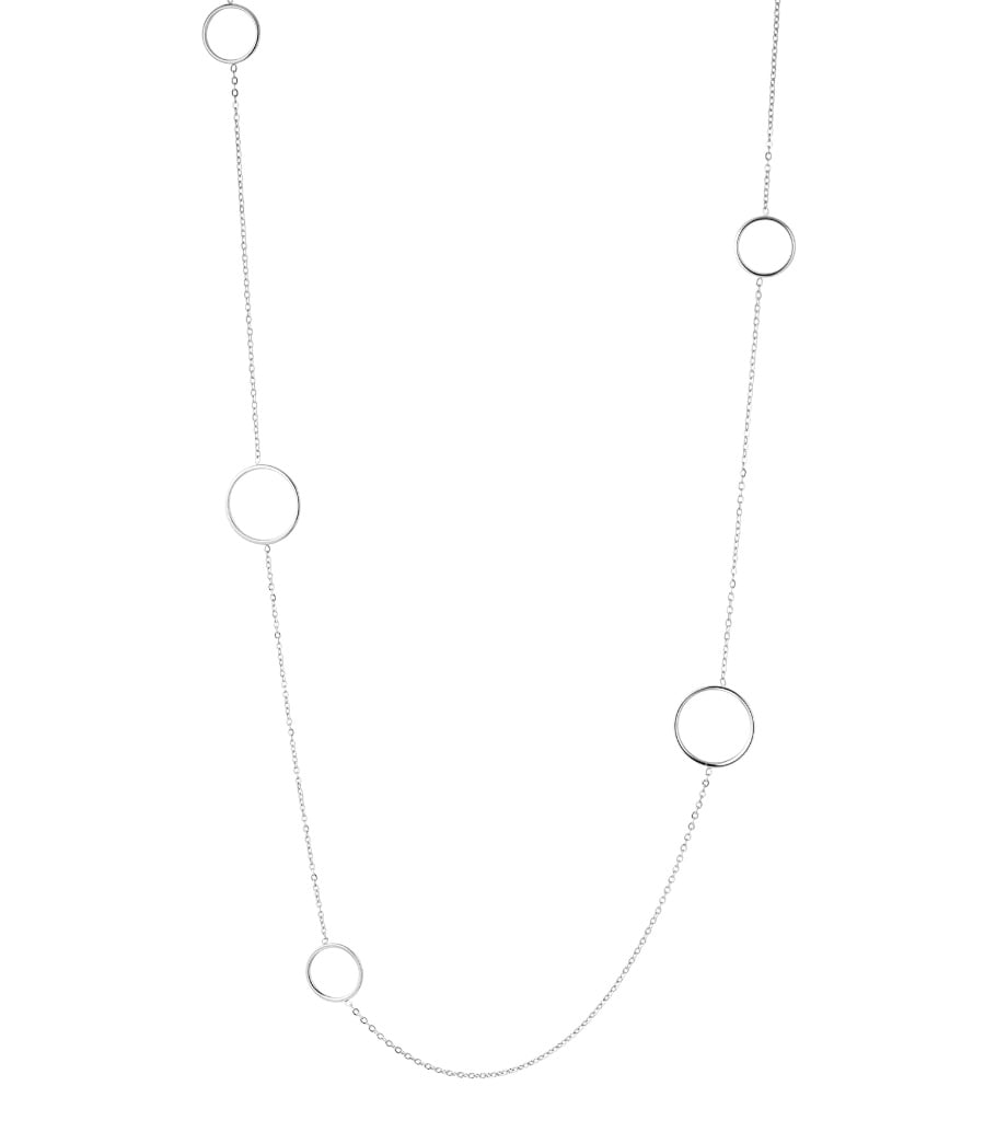 long necklace with various round charms 