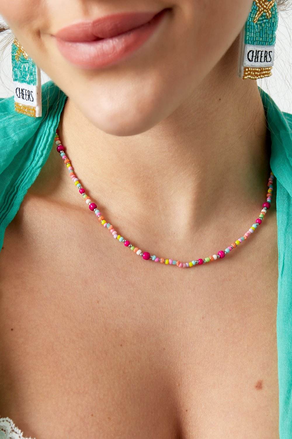 Bunte Halskette Pink - #summergirls Kollektion Silber Glas Bild3