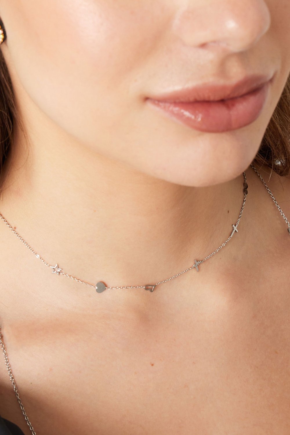 Necklace 6 charms - Gold Color Stainless Steel Picture3