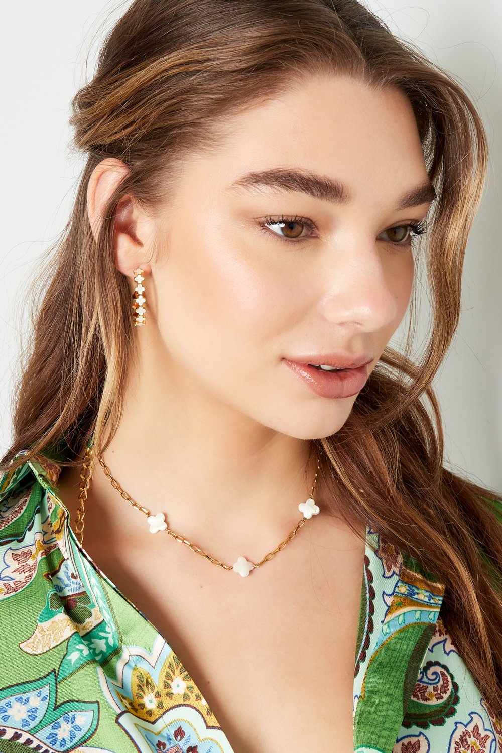 Necklace seashell clovers - Gold Color Stainless Steel Picture2