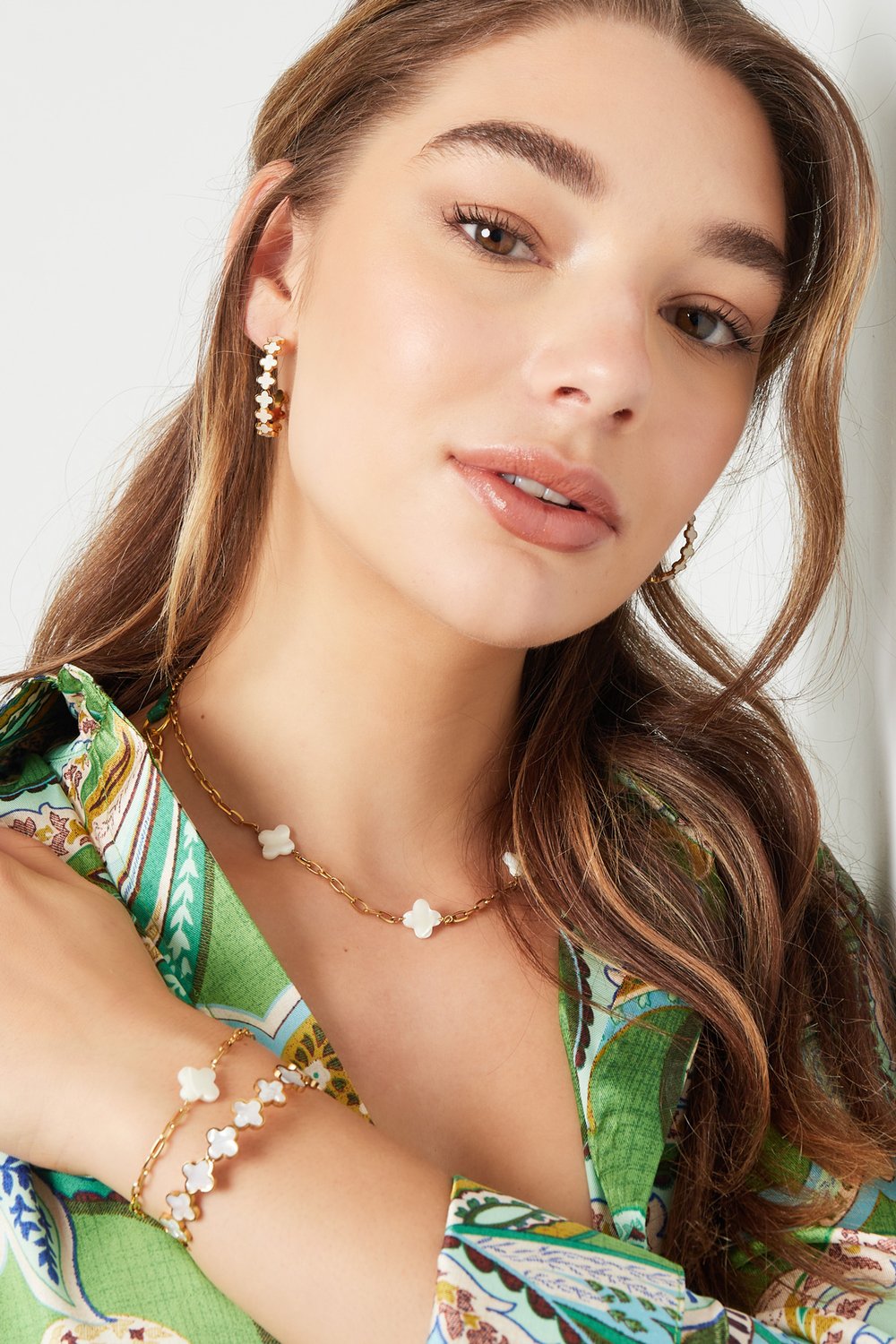 Necklace seashell clovers - Gold Color Stainless Steel Picture4