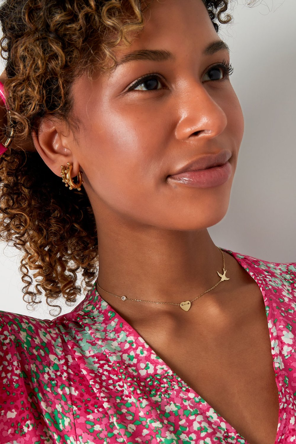 Necklace 3 charms - Gold Color Stainless Steel Picture2