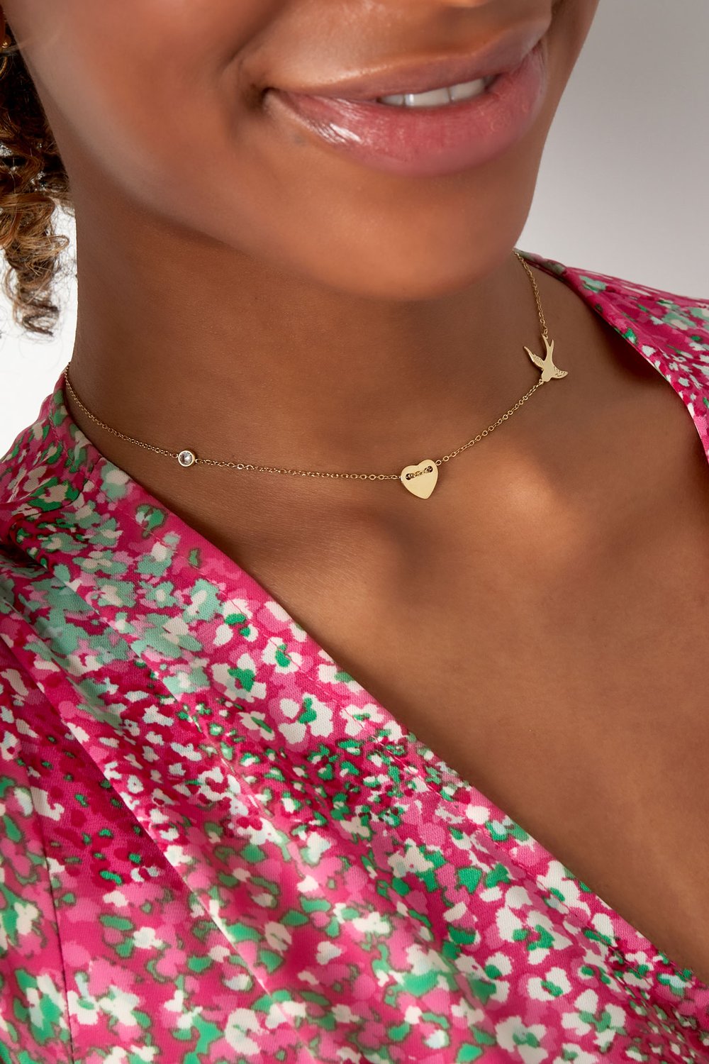 Necklace 3 charms - Gold Color Stainless Steel Picture3