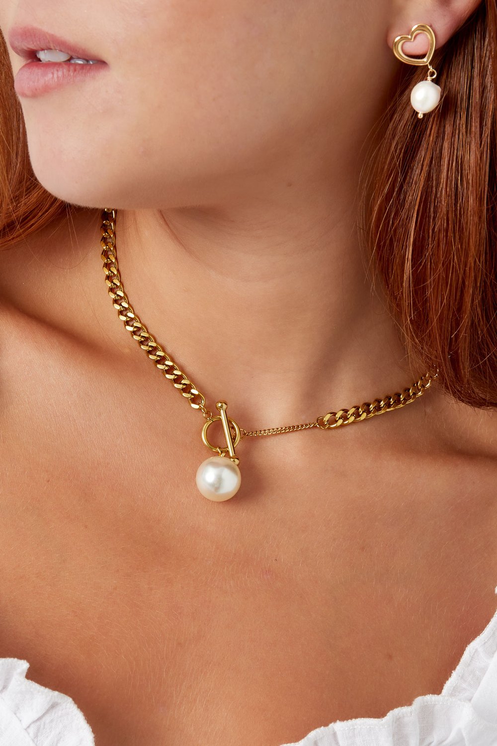 catena a maglie chiusura tonda e perla Immagine3