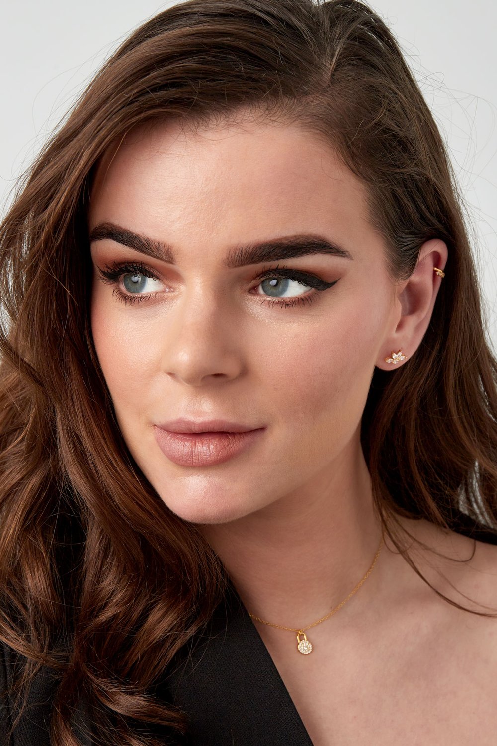 Collana con ciondolo con chiusura rotonda e strass - argento 925 Immagine2