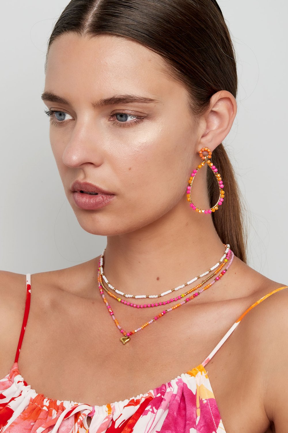 Necklace small colorful beads - yellow/orange Picture4