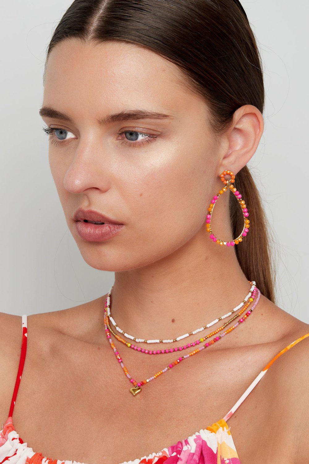 Collana con perline party - arancione/rosa Immagine3