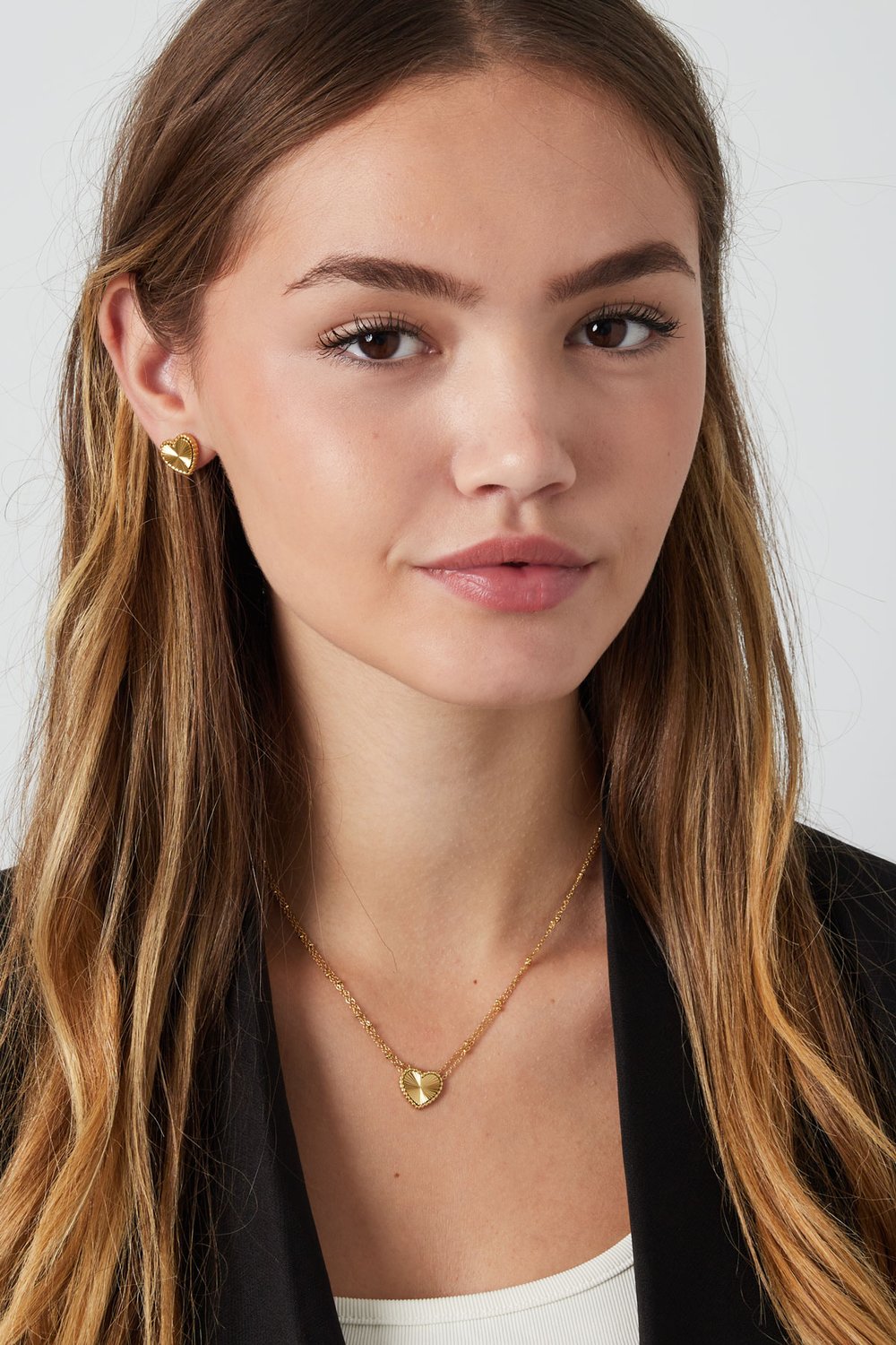 Necklace heart with balls - Silver Color color Picture4