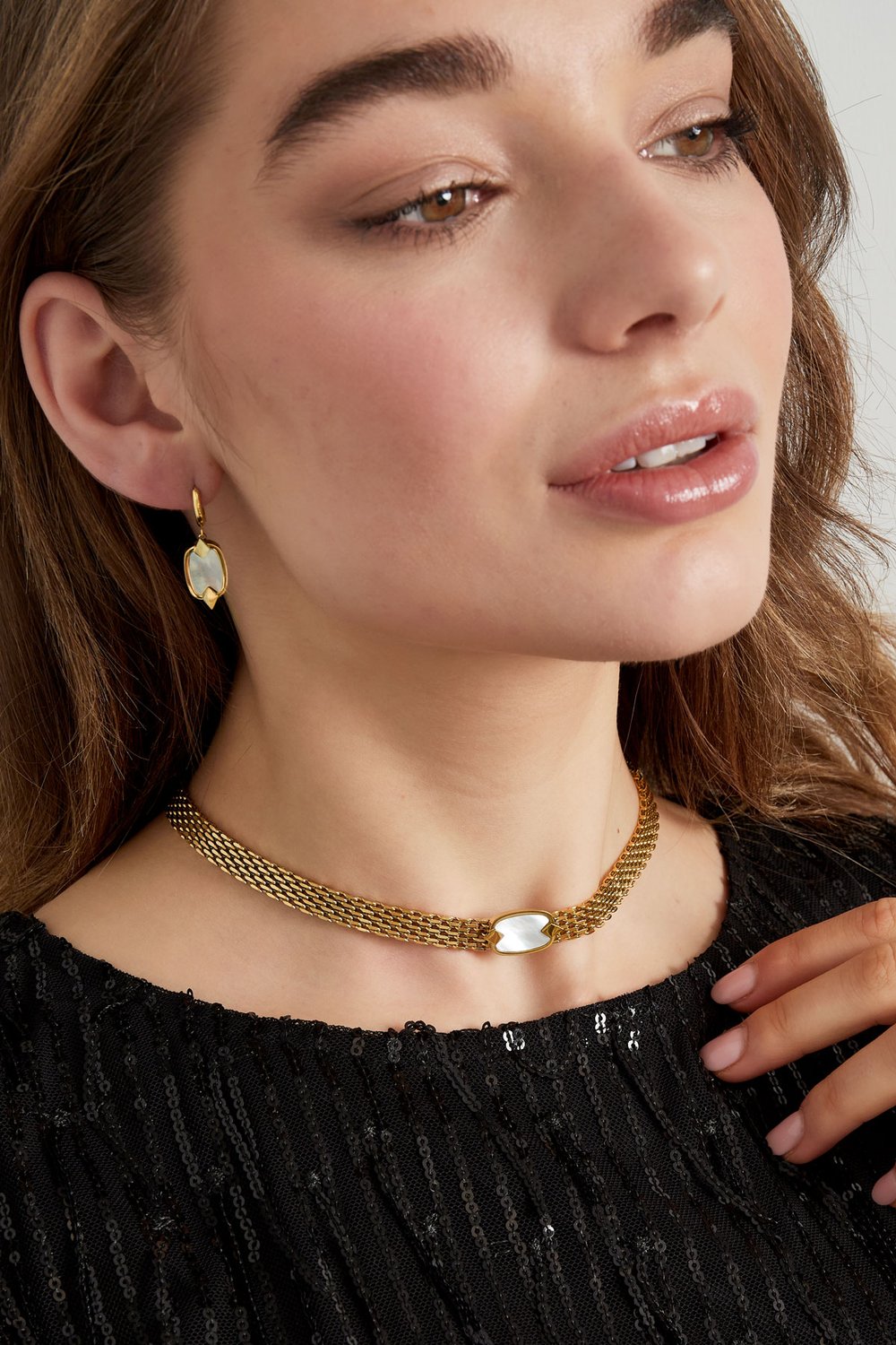 Halskette mit flachen Gliedern – Silber Bild4