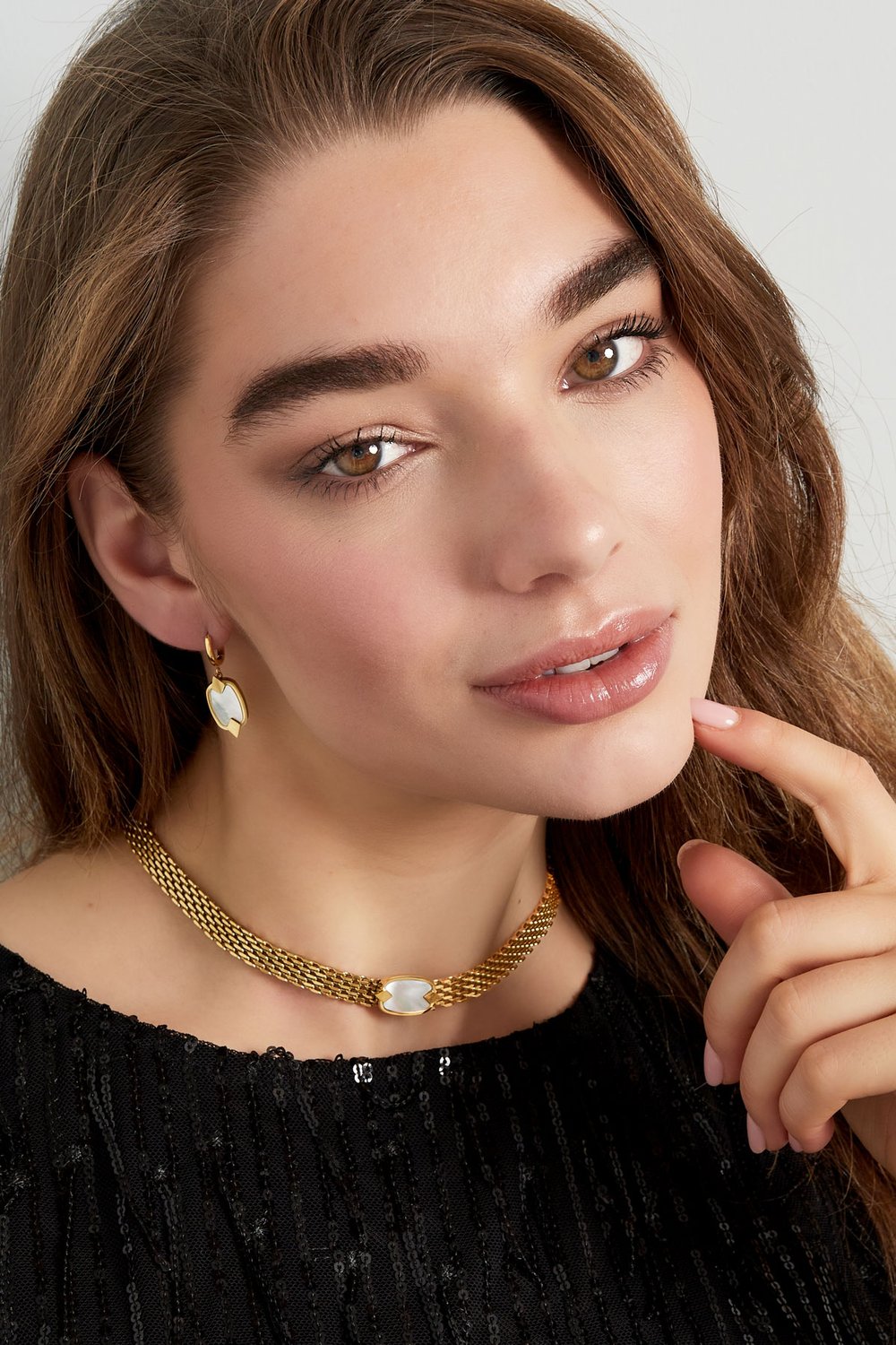 Halskette mit flachen Gliedern – Silber Bild2