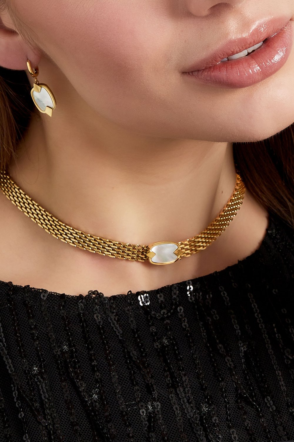 Halskette mit flachen Gliedern – Silber Bild3