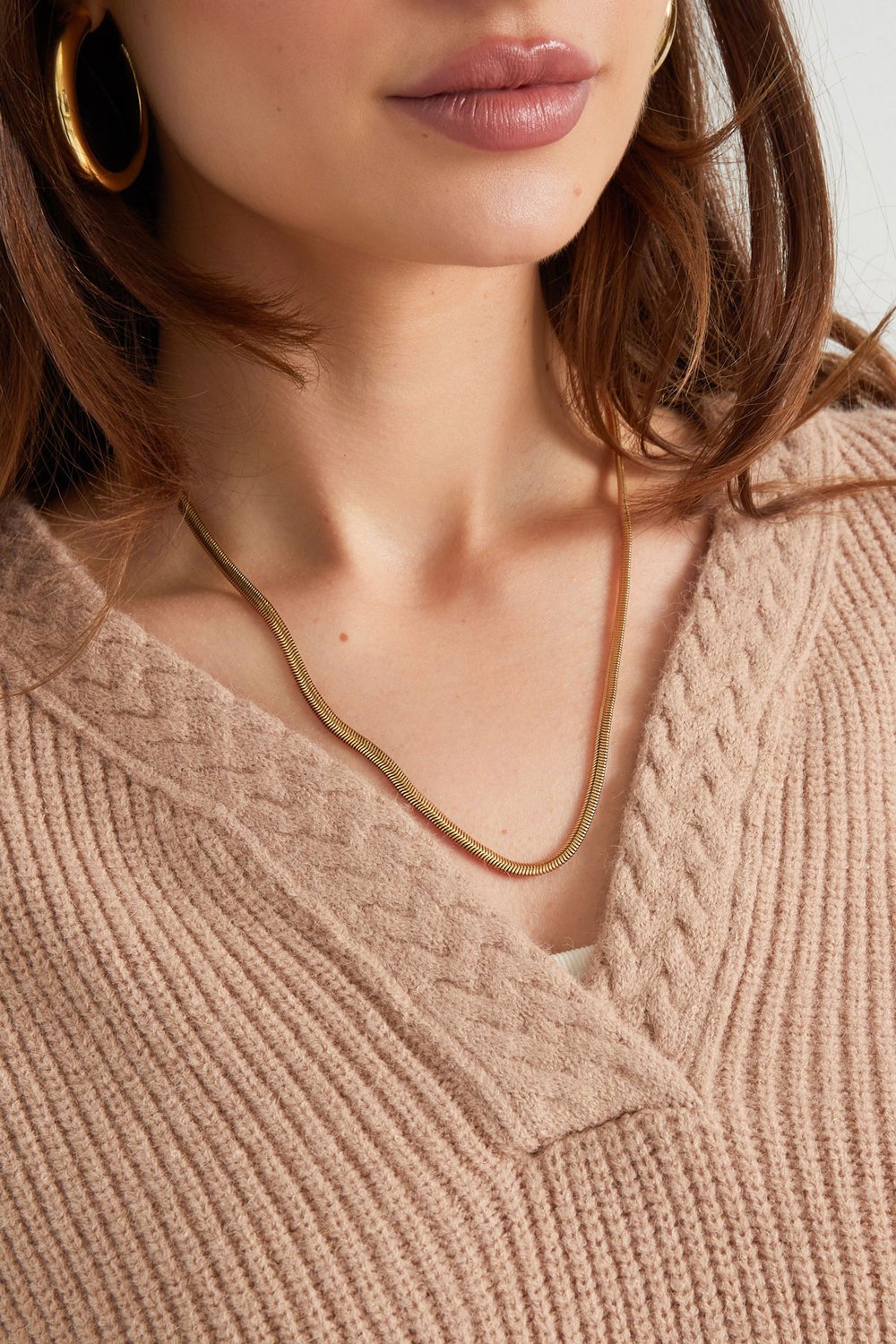 Necklace flat with print long - Silver color-4.0MM Picture3
