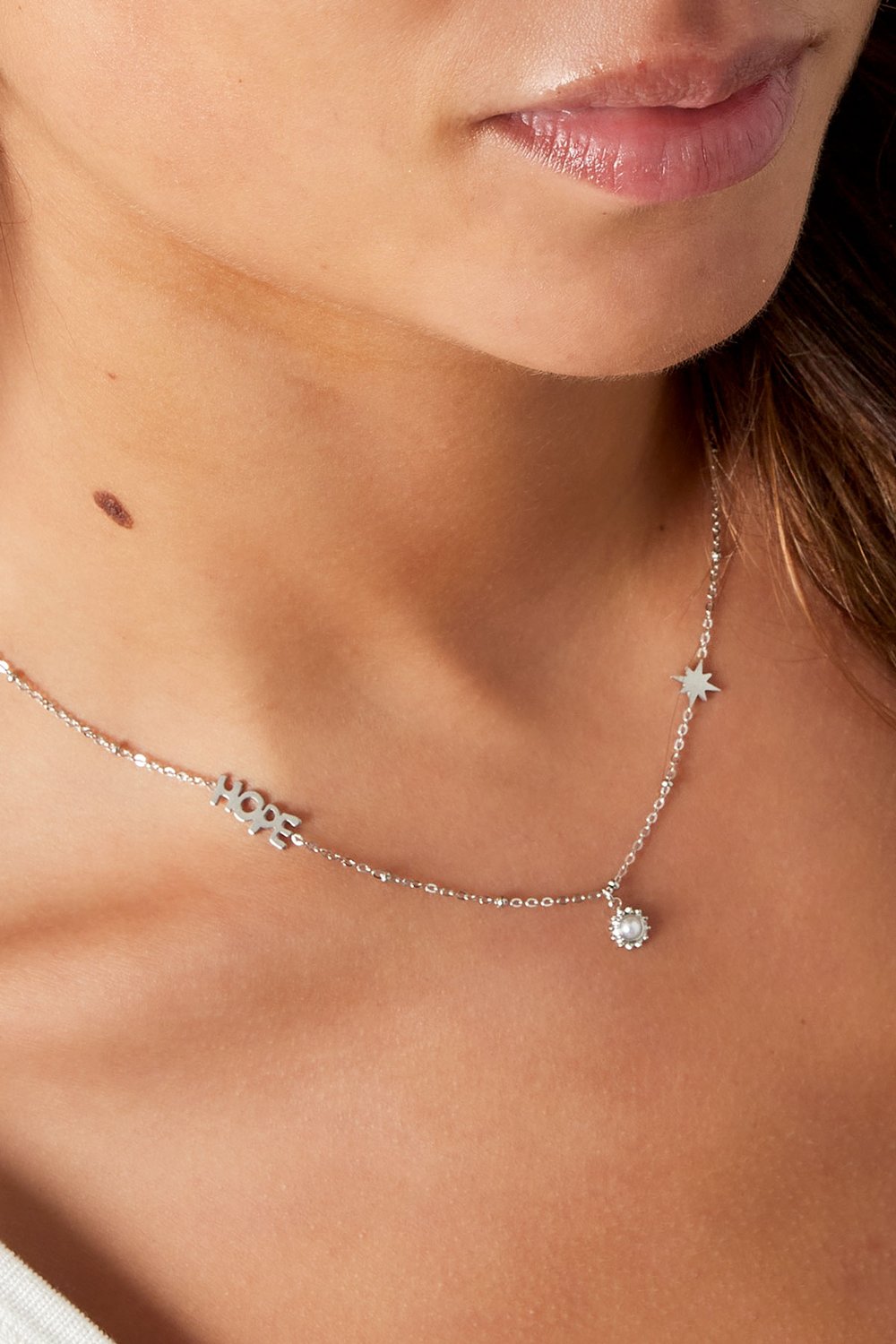 Ball chain with hope and pendants - Silver Color color Picture3