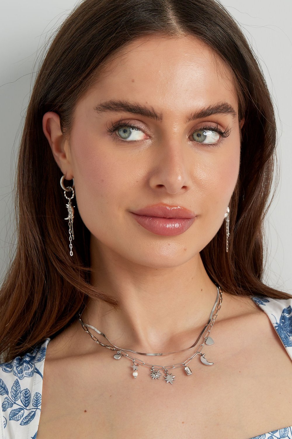 Day and night charm necklace - Silver Color color Picture4