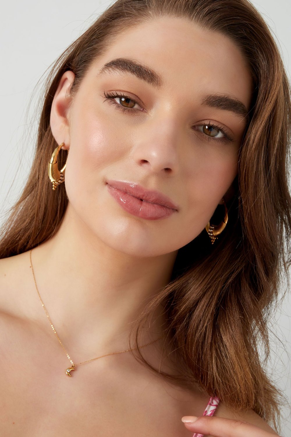 hilal ay cazibeli ve pırlantalı basit kolye Resim4