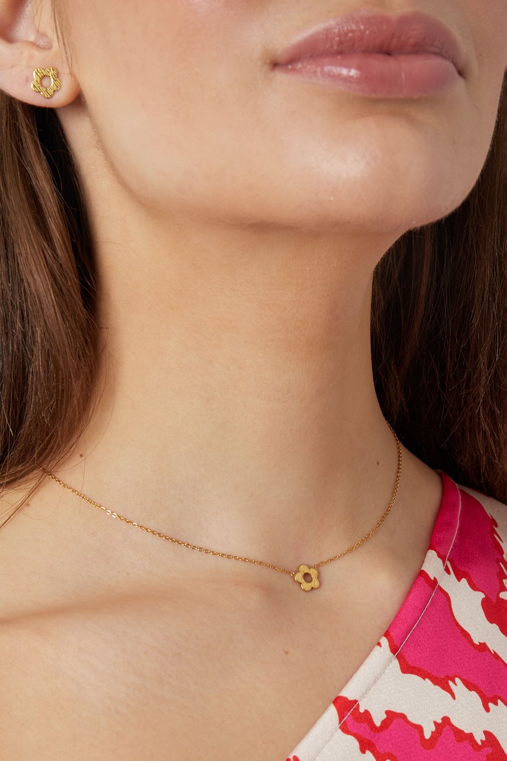 Frühlingsblumen-Halskette – Goldfarbe - Goldfarbefarbe Bild3