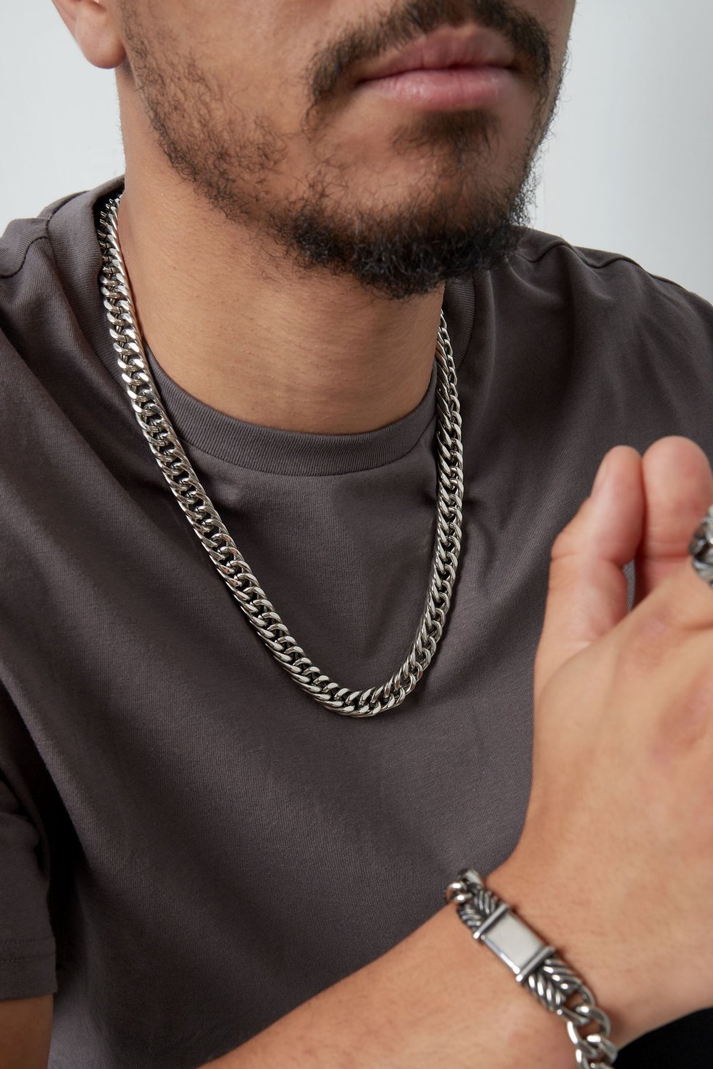 Men's chain necklace - Silver Color color Picture3