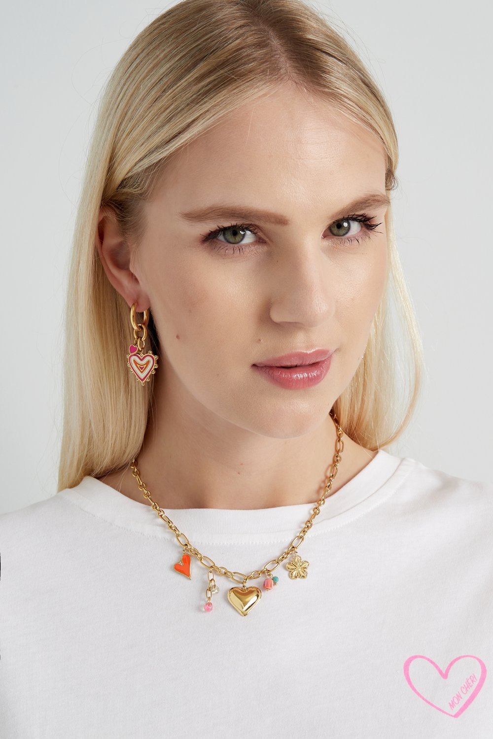 Halskette mit Charm „Sommer der Freude“ – Goldfarbe - Goldfarbefarbe Bild3