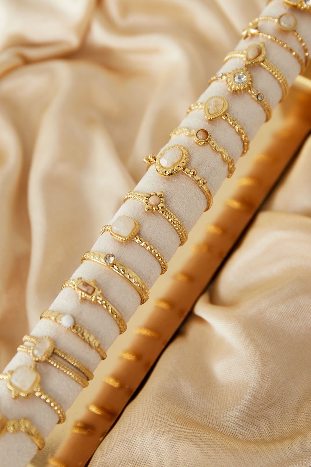 Rings display stones - Gold color/green h5Picture4