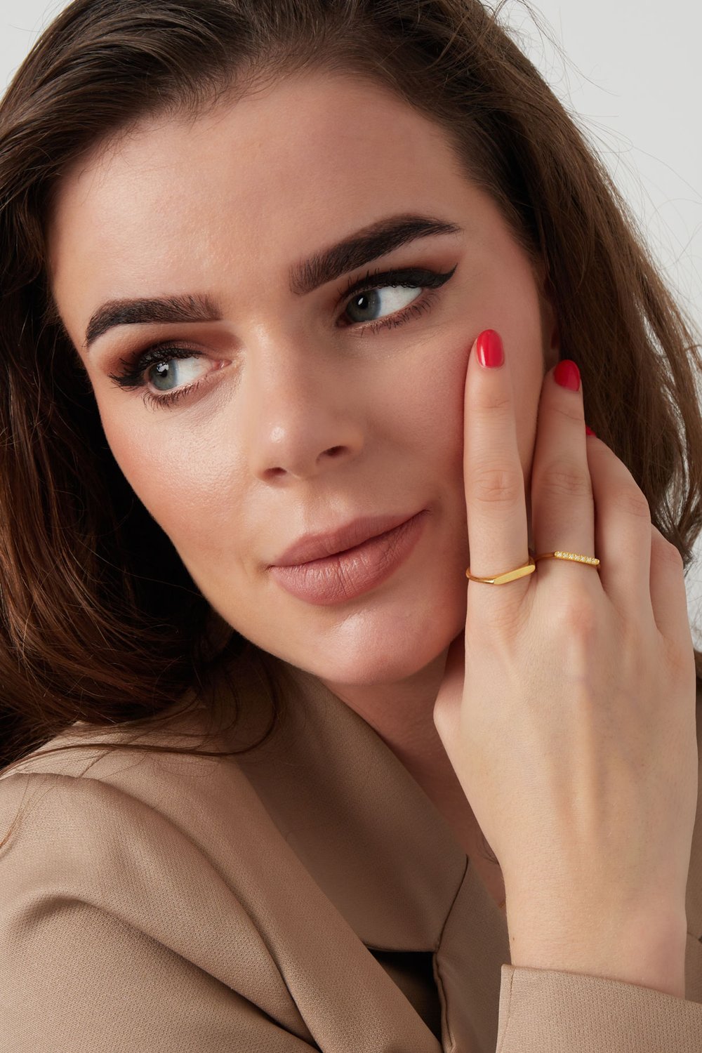 Anello a barretta con pietre - Argento 925 - Colore oro - 16 Immagine2