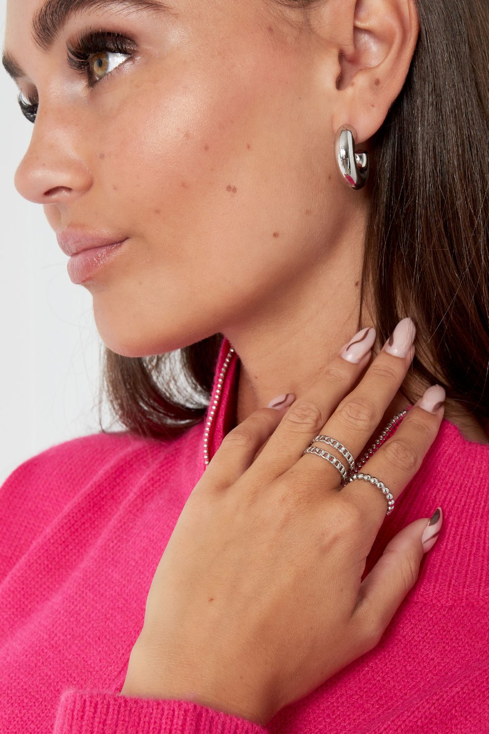 Ring double links - Silver Color color Picture4