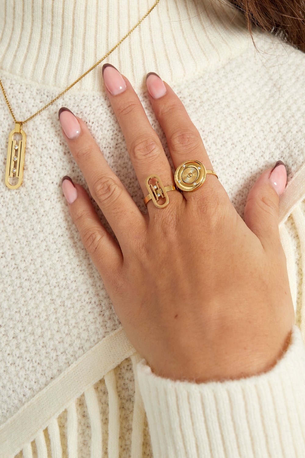 Ring round with stones - Silver Color color h5Picture2