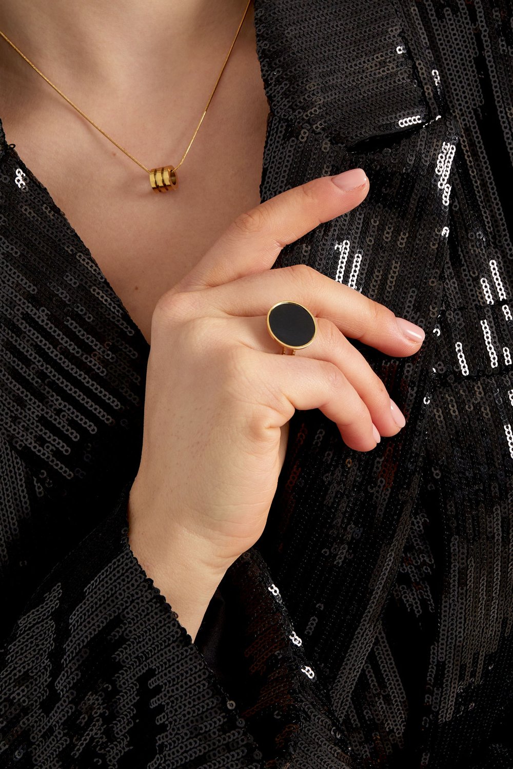Ring modern - Goldfarbe/Schwarz Bild4
