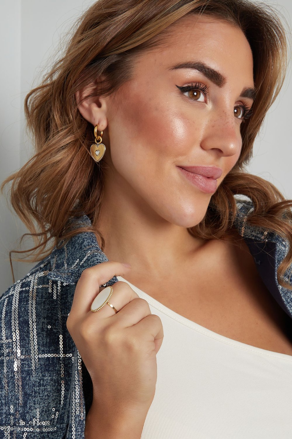 Ring Vintage Edge - Goldfarbe/Weiß Bild2