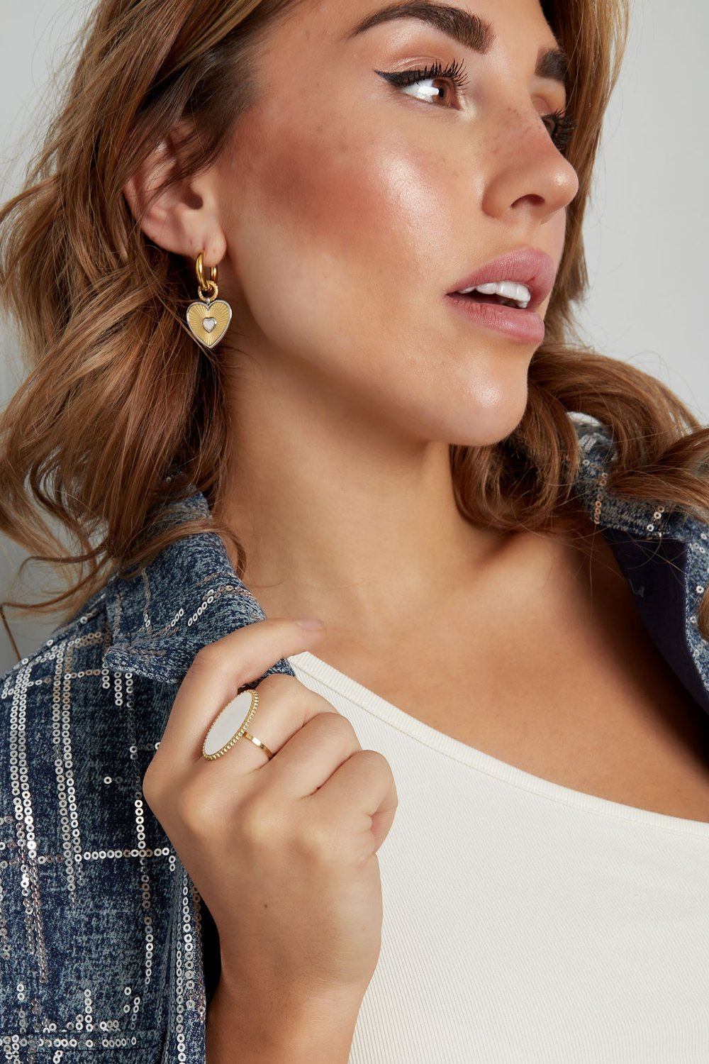 Ring Vintage Edge - Goldfarbe/Weiß Bild4