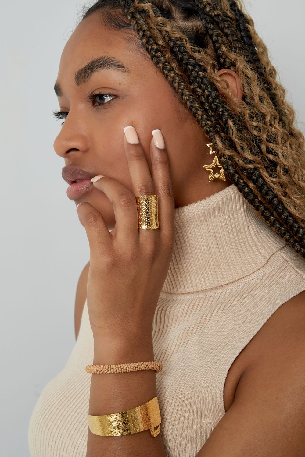 Vintage statement elongated ring - Silver Color color h5Picture3