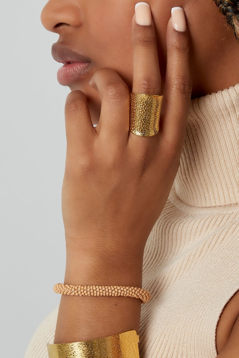 Vintage statement elongated ring - Silver Color color h5Picture2