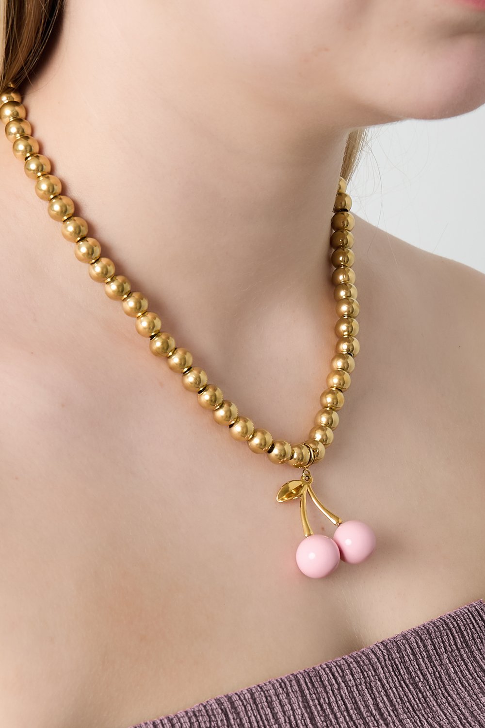 Rosa Kirsche Schmuck Charm h5Bild2